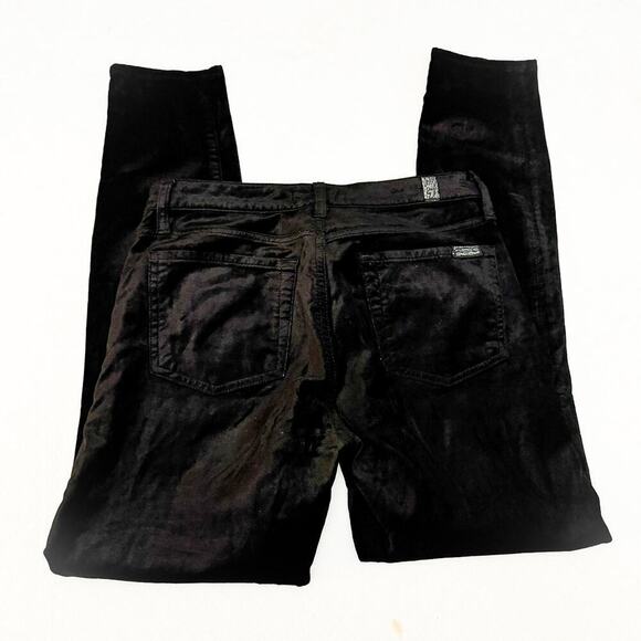 7 For All Mankind Faux Velvet Textured Denim Jeans Black Size 27 - Picture 5 of 7